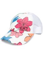 Ea7 Emporio Armani Textured Floral Logo Cap - White