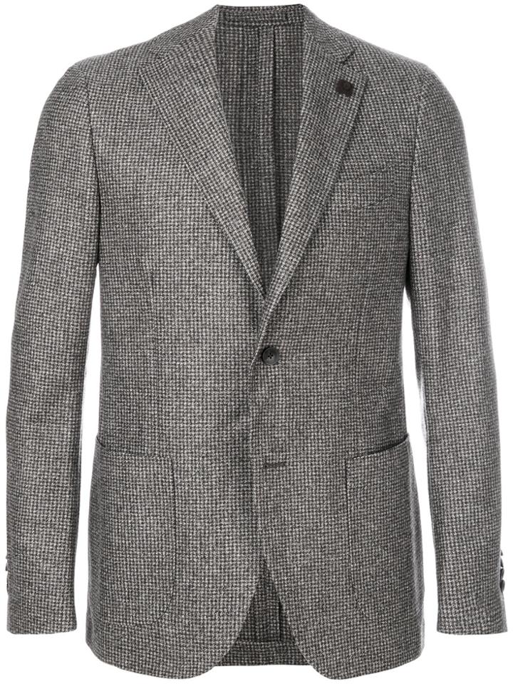 Lardini Houndstooth Pattern Blazer - Brown