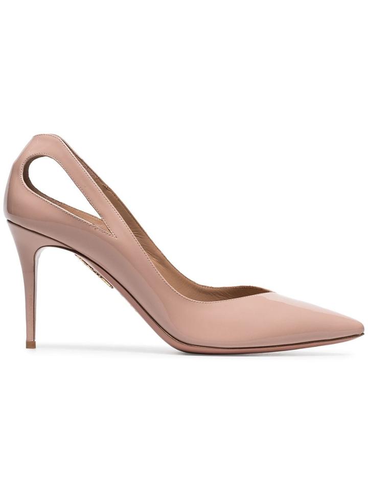 Aquazzura Nude Shiva 85 Patent Leather Pumps - Neutrals
