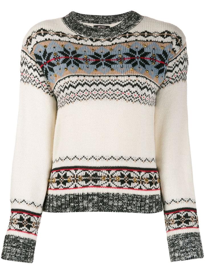 Twin-set Fairisle Knit Jumper - Neutrals