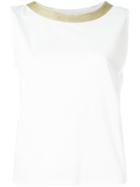Emporio Armani Contrast Collar Top, Women's, Size: 44, White, Cotton/polyester