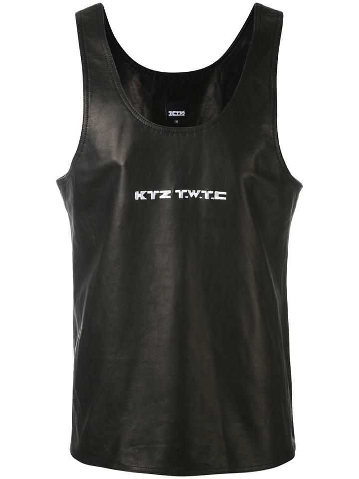 Ktz - Slogan Printed Tank Top - Men - Leather - M, Black, Leather
