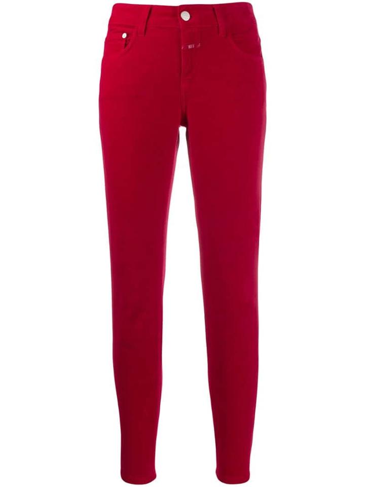 Closed Five Pocket Design Trousers - Red