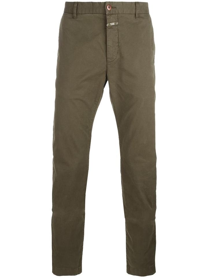 Closed Slim Fit Chinos, Men's, Size: 31, Green, Cotton/spandex/elastane
