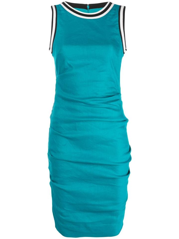 Nicole Miller Contrast-trim Fitted Dress - Blue