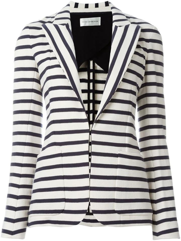 Faith Connexion Striped Blazer, Women's, Size: 40, Nude/neutrals, Cotton