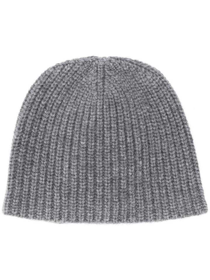 Lamberto Losani Ribbed Knit Beanie - Grey