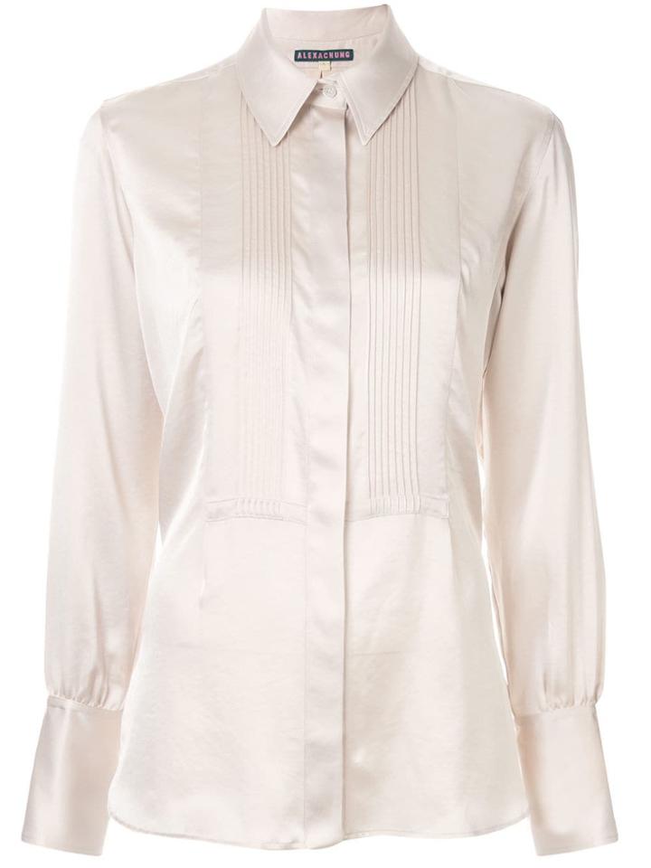 Alexa Chung Pleated Bib Blouse - White