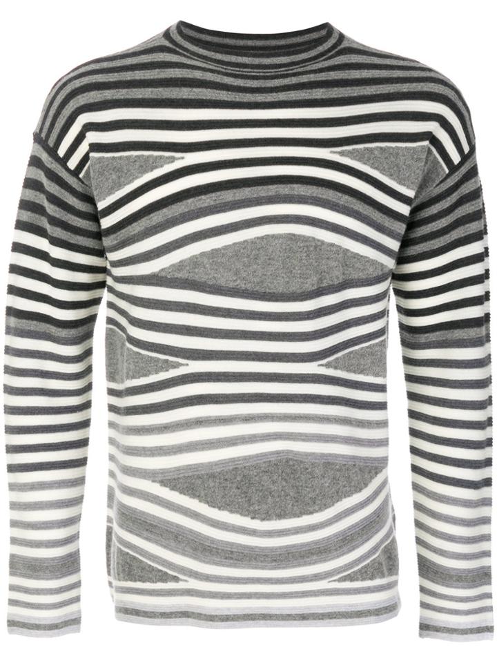 Emporio Armani Striped Jumper - Grey