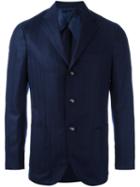 Barba Notched Lapel Blazer, Men's, Size: 48, Blue, Cashmere/virgin Wool