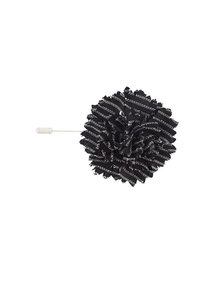 Lanvin Carnation Tie Pin, Men's, Black, Leather