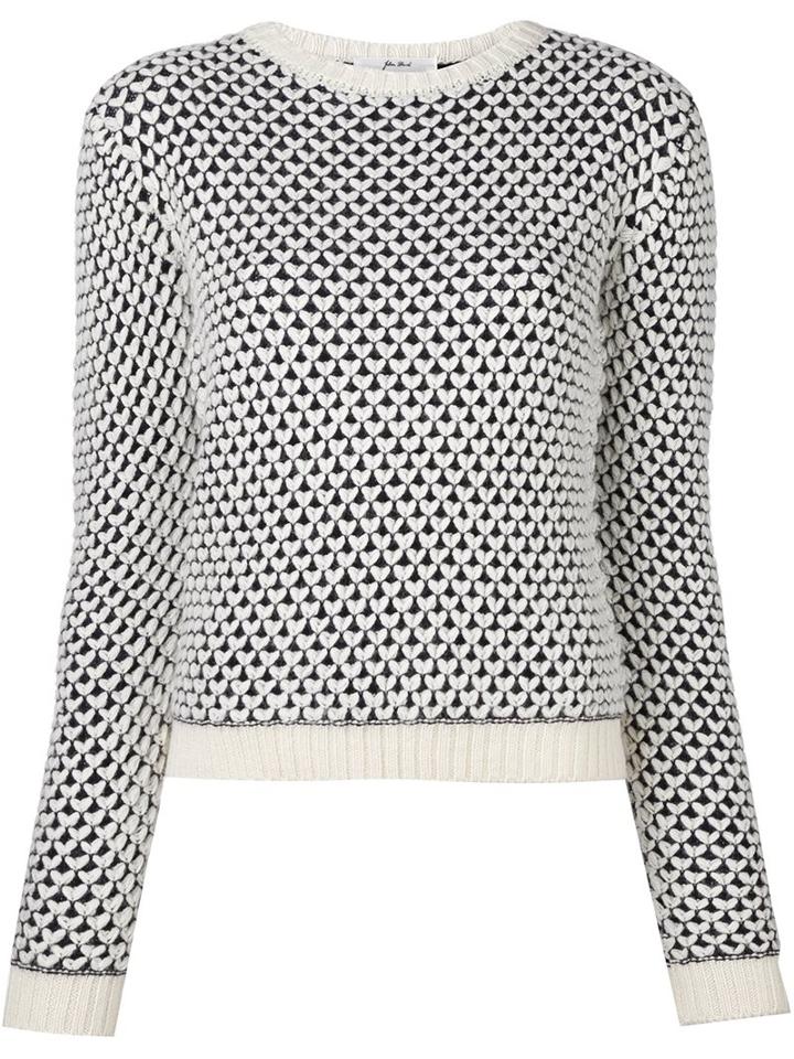 Julien David Heart Pattern Jumper, Women's, Size: Small, White, Acrylic/wool/alpaca