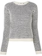 Julien David Heart Pattern Jumper, Women's, Size: Small, White, Acrylic/wool/alpaca