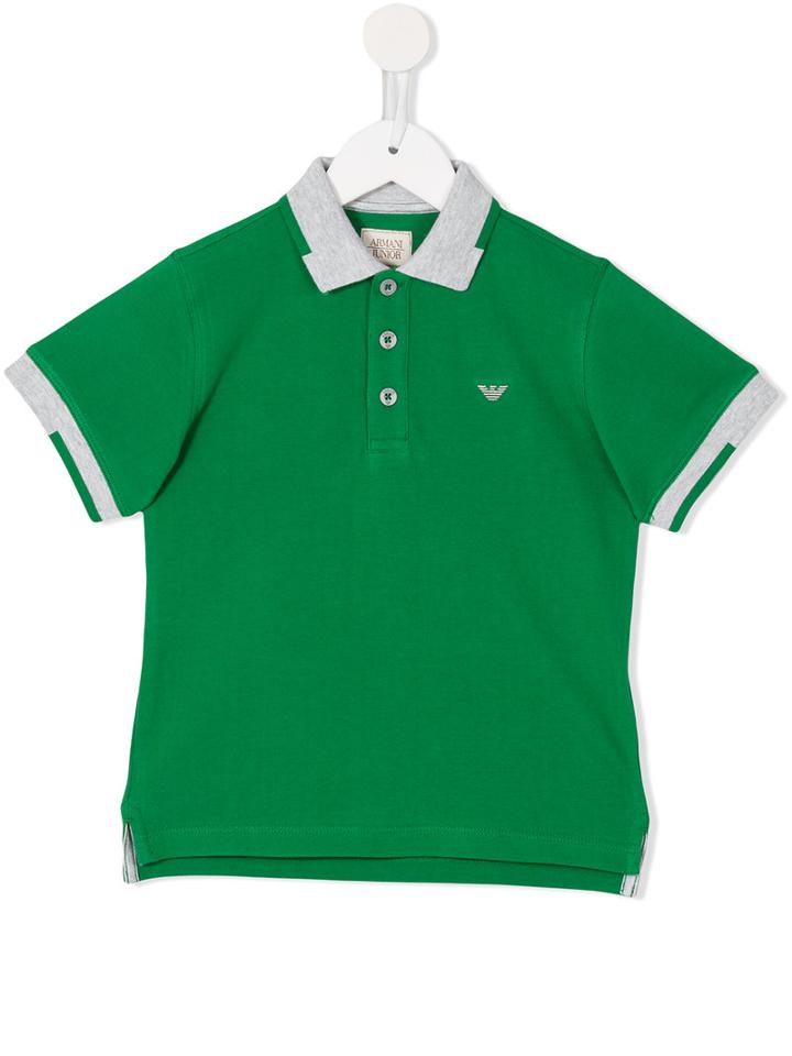 Armani Junior Contrast Collar Polo Shirt, Toddler Boy's, Size: 4 Yrs, Green