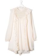 Philosophy Di Lorenzo Serafini Kids Teen Ruffle Trim Dress - Neutrals
