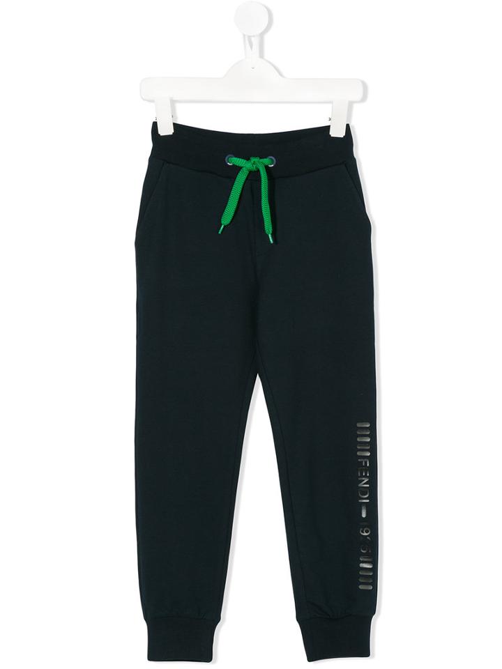 Fendi Kids - Cut Out Detail Track Pants - Kids - Cotton/spandex/elastane - 6 Yrs, Blue