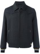 Lanvin Classic Collar Bomber Jacket, Men's, Size: 46, Grey, Polyester/viscose/virgin Wool