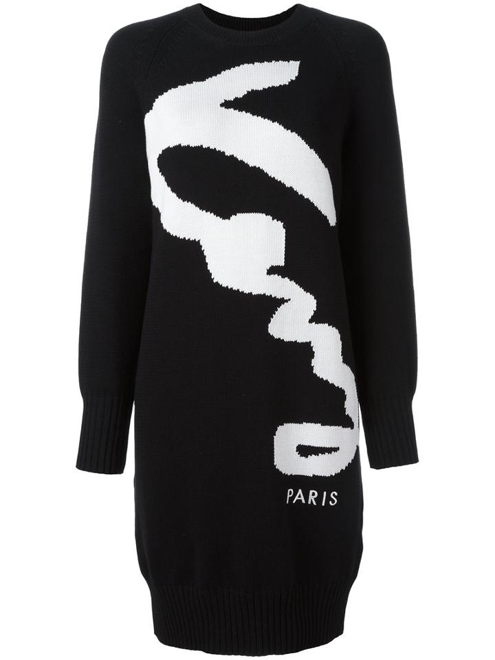 Kenzo Kenzo Signature Sweater Dress, Women's, Size: Medium, Black, Cotton/polyamide