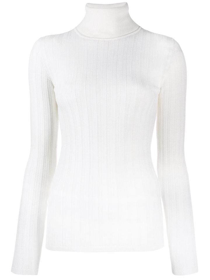 M Missoni Ribbed Turtle Neck Sweater - White