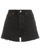 Re/done Frayed Hem Denim Shorts - Black
