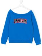 Msgm Kids Logo Patch Sweatshirt - Blue