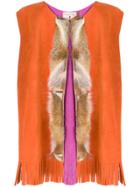Daniela Pancheri Fur Insert Fringe Vest - Yellow & Orange