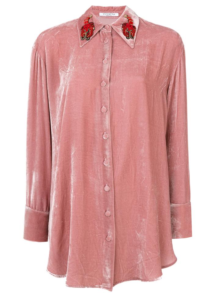 Vivetta Beaded Collar Shirt - Pink & Purple
