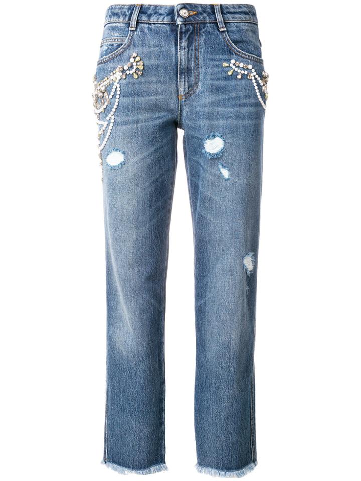 Ermanno Scervino Cropped Fitted Jeans - Blue
