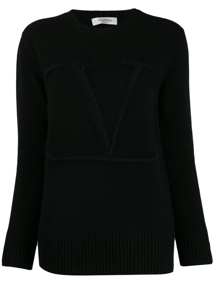 Valentino V Embroidered Sweater - Black