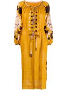 Vita Kin Embroidered Midi Dress - Yellow