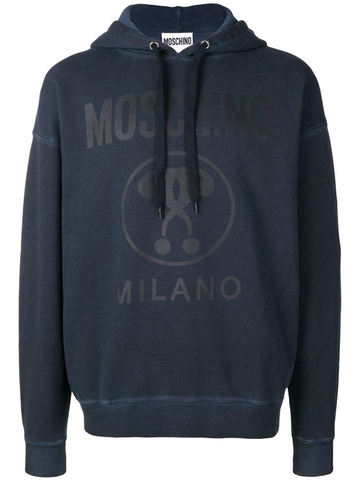 Moschino Logo Print Hoodie - Blue