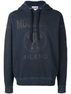 Moschino Logo Print Hoodie - Blue