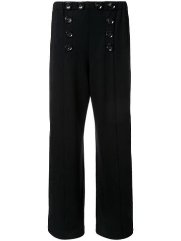 Lamarck Buttoned Front Straight Trousers, Women's, Size: 1, Black, Wool