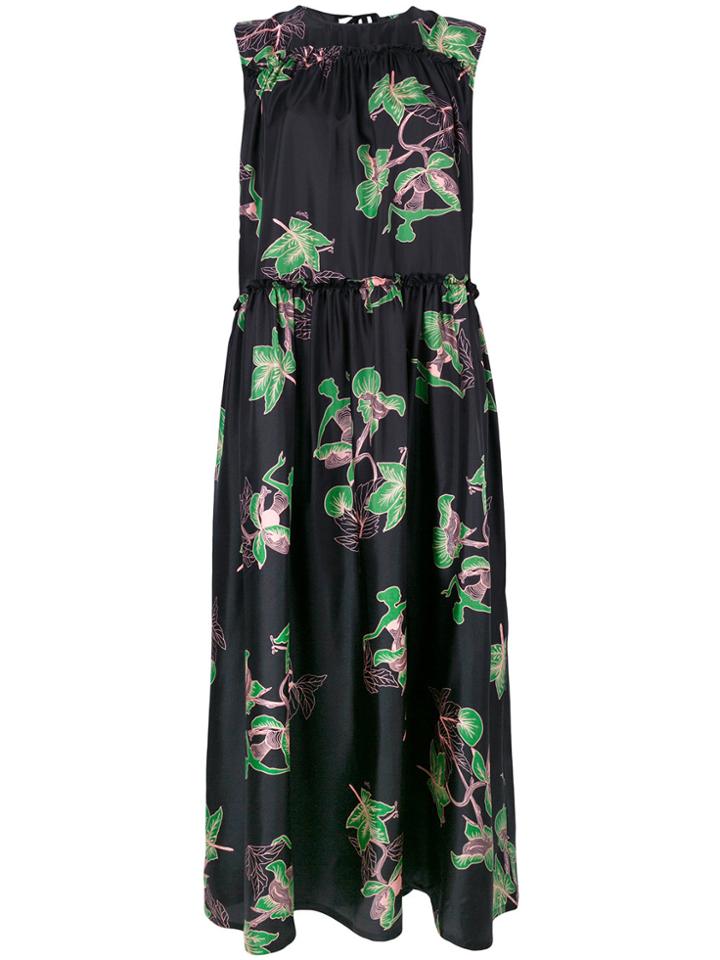 Vivetta Cale Leaf Print Dress - Black