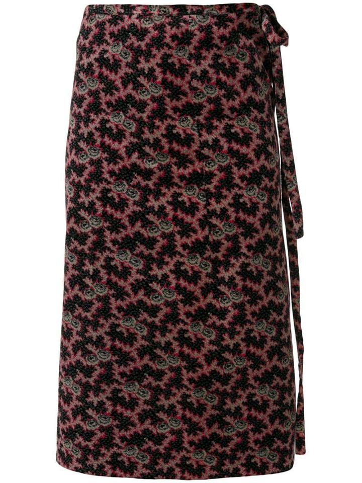 Comme Des Garçons Pre-owned Floral Velvet Wrap Skirt - Multicolour