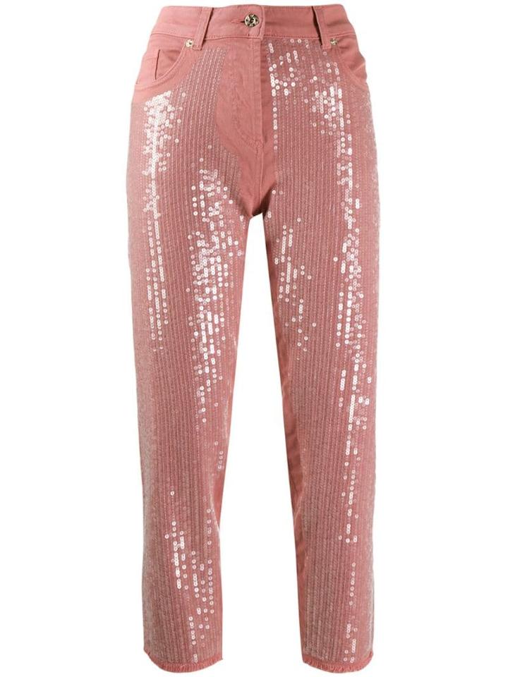 Blumarine Sequin Straight Jeans - Pink