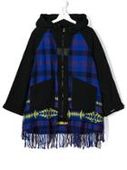 Cinzia Araia Kids Teen Fringed Checked-panel Coat - Brown