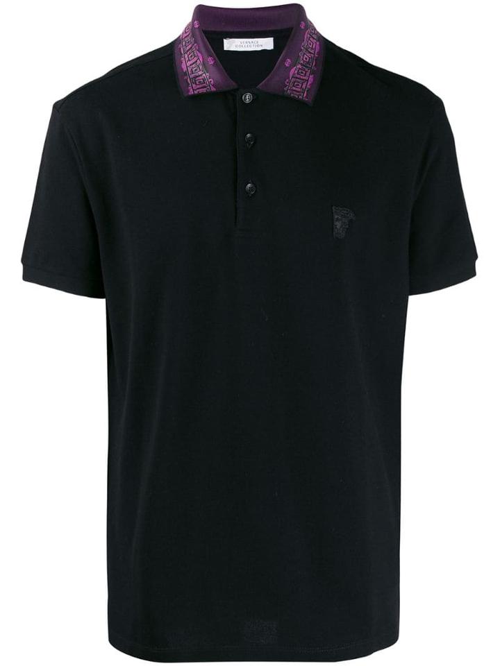 Versace Collection Medusa Detail Polo Shirt - Black