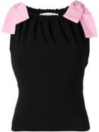 Moschino Bow Shoulder Cropped Top, Women's, Size: 46, Black, Triacetate/polyester/silk/spandex/elastane