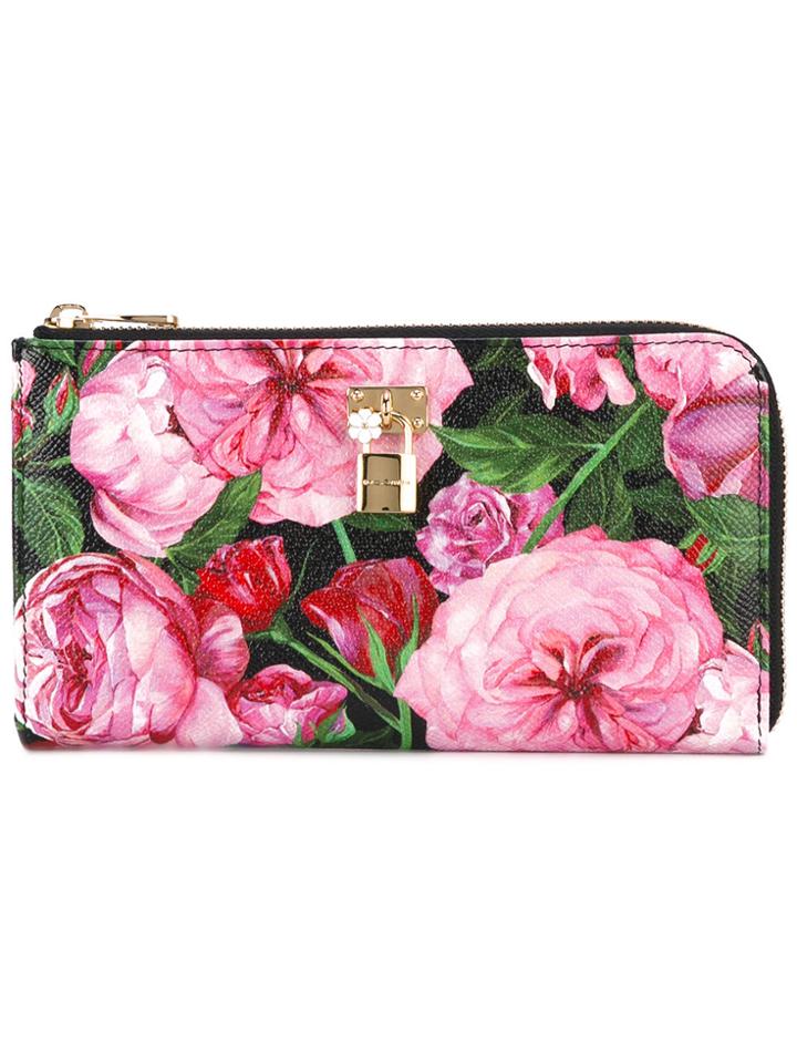 Dolce & Gabbana Rose Print Wallet - Pink & Purple