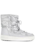 Moon Boot Drawstring Emebllished Boots - Silver