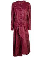 Tibi Glossy Shirtdress With Removable Waist Tie - Red