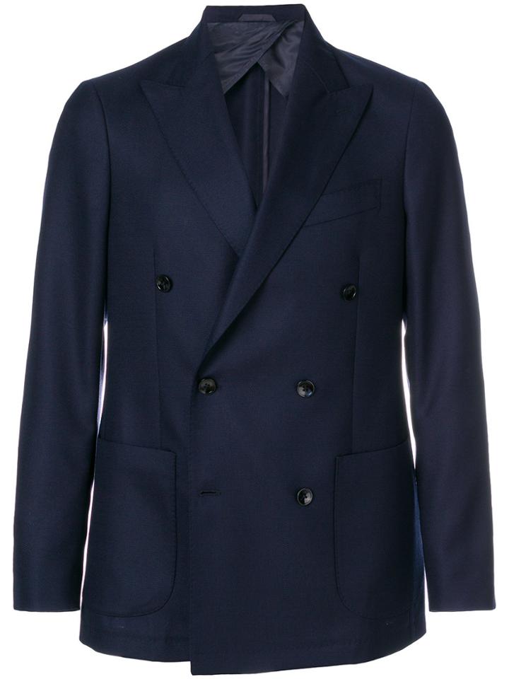 Larusmiani Double-breasted Fitted Blazer - Blue