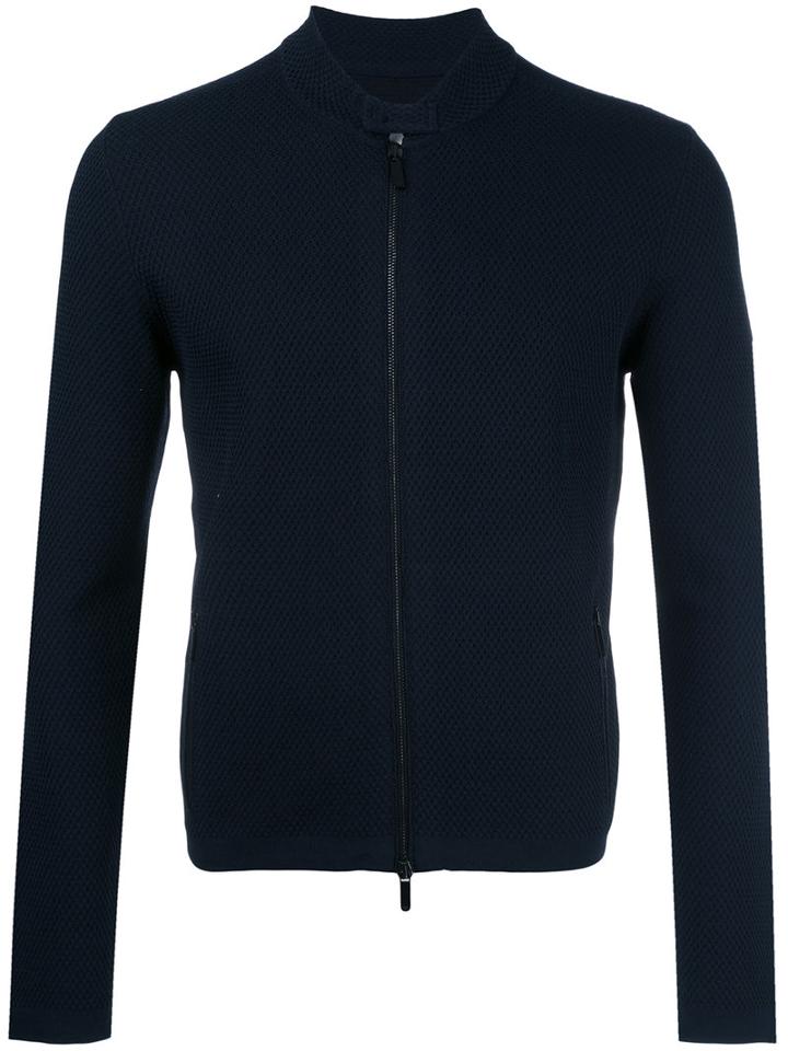 Emporio Armani Zipped Cardigan, Men's, Size: 54, Blue, Polyamide/polyester/viscose