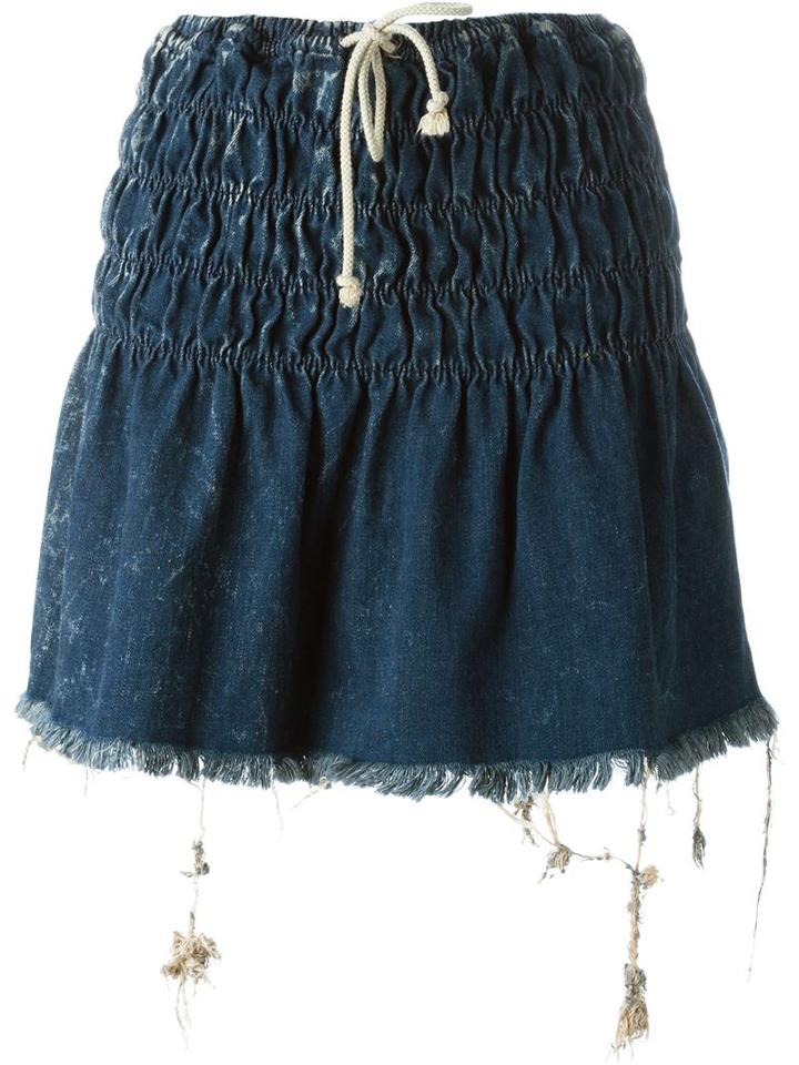 Chloé Washed Drawstring Denim Skirt, Women's, Size: 36, Blue, Cotton