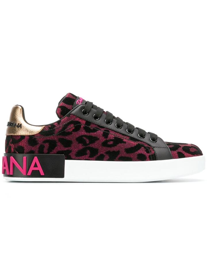 Dolce & Gabbana Leopard Print Sneakers - Pink & Purple