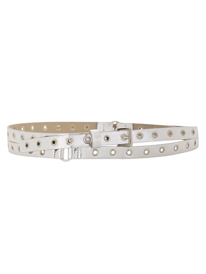 Reinaldo Lourenço Eyelets Leather Belt - White