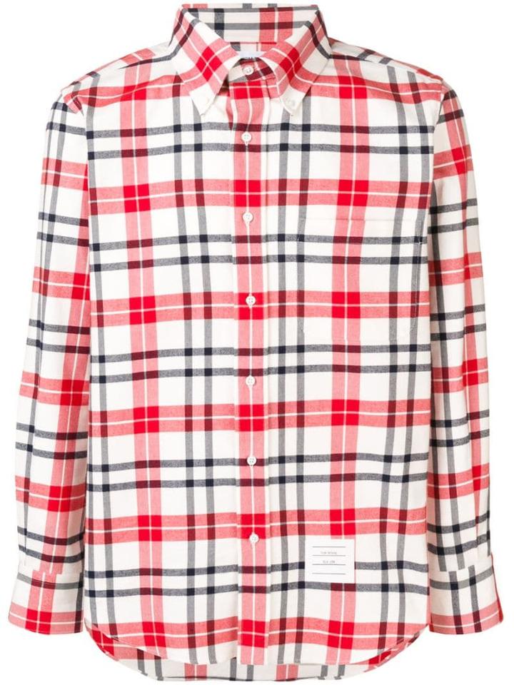 Thom Browne Center-back Stripe Tb Tartan Shirt - Red