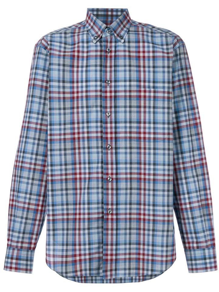 Brioni Plaid Print Shirt - Blue