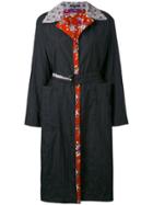 Y's Printed Lining And Collar Coat - Black